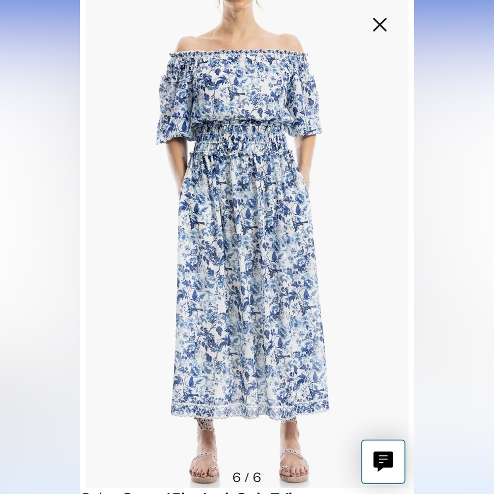 Max Studio Blue and White Floral Midi Dress